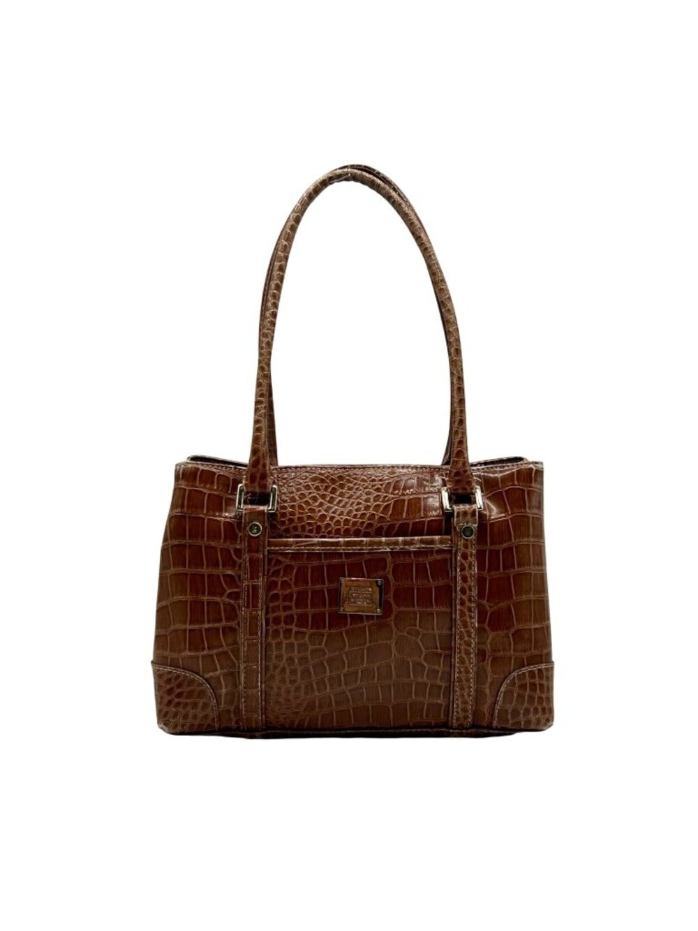 Liz Claiborne Brown Faux Croc-Embossed Leather Shoulder Bag